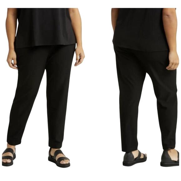 Eileen Fisher Rayon Blend Stretch Pull-On Pants, Black, Size Medium - Picture 1 of 5